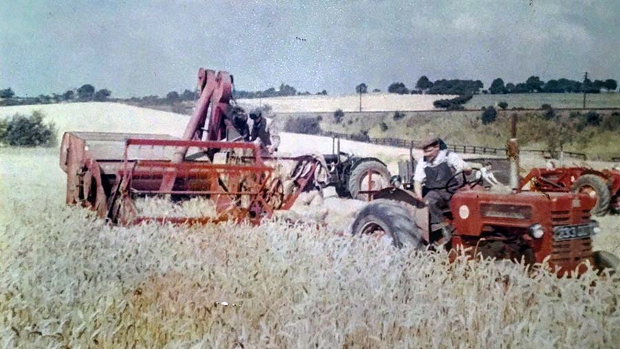 Harvest with Case combine in 1960s c Robert Laybourn