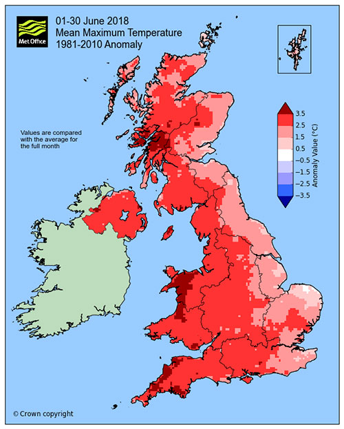 A temperature map of the United Kingdom