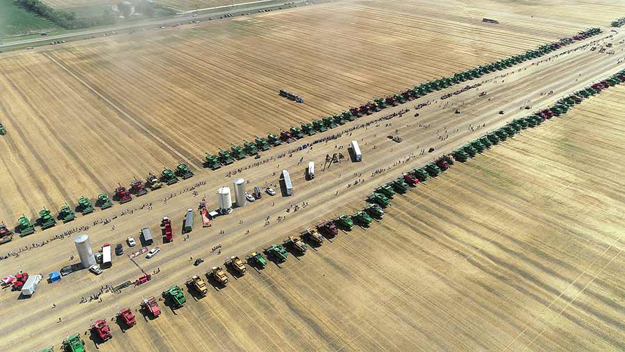 Tractors line up for combine record attempt