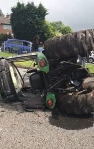 An overturned tractor
