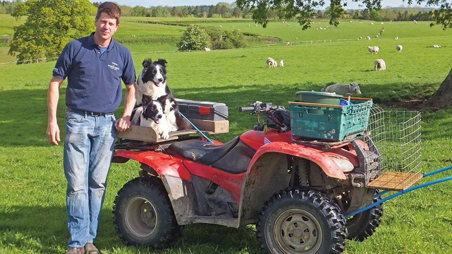 Reuben Saunders with dog at ATV