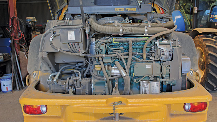 The Volvo loader's engine