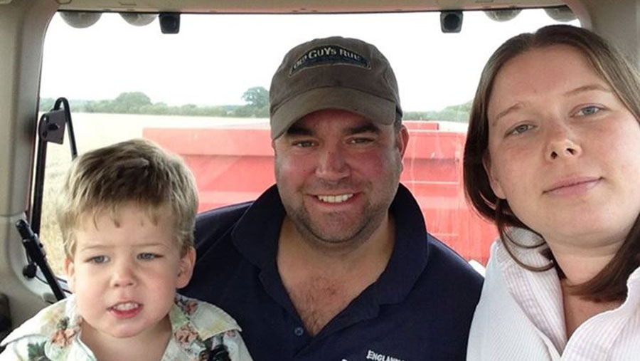 Farmer Bernard Wallis with his wife Selina and son Robert