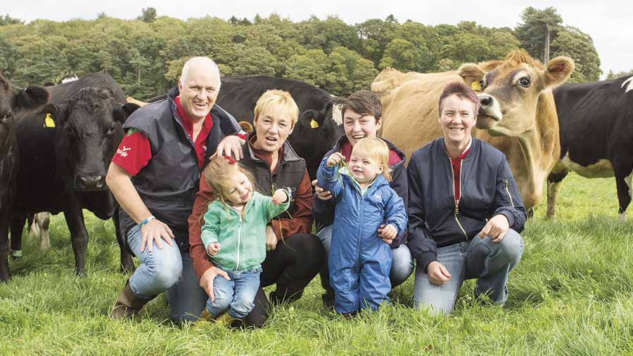 David Williams (left) with wife Carol, daughter Vicky Sue Pope and granddaughters Celyn 