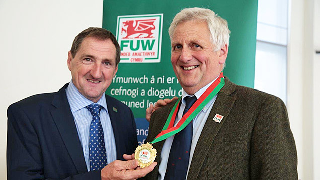 Glyn Roberts (right) with former FUW president Emyr Jones.