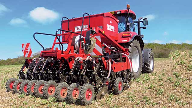 A new coulter design with discs set at 25deg from vertical to lift a slice of soil features on the Weaving GD mounted and trailed drills.