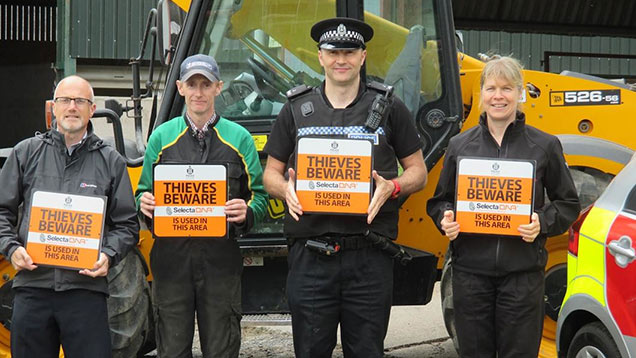 Thieves beware: PC NIck Walker (left) with representatives from NFUS, local police and fire and rescue services