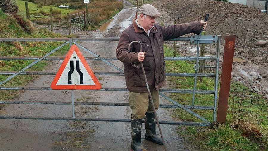 Howard Walters and one of the contentious bridleway gates 