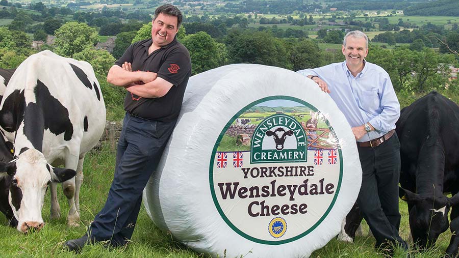 Wensleydale diary farmer Kevin Clarkson and Wensleydale Creamery MD David Hartley