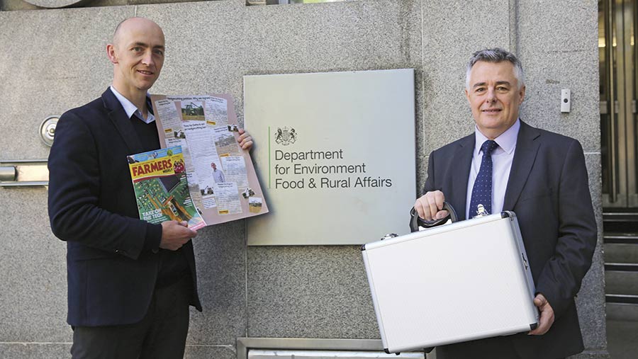 Phil Case and Karl Schneider delivered the petition to Defra