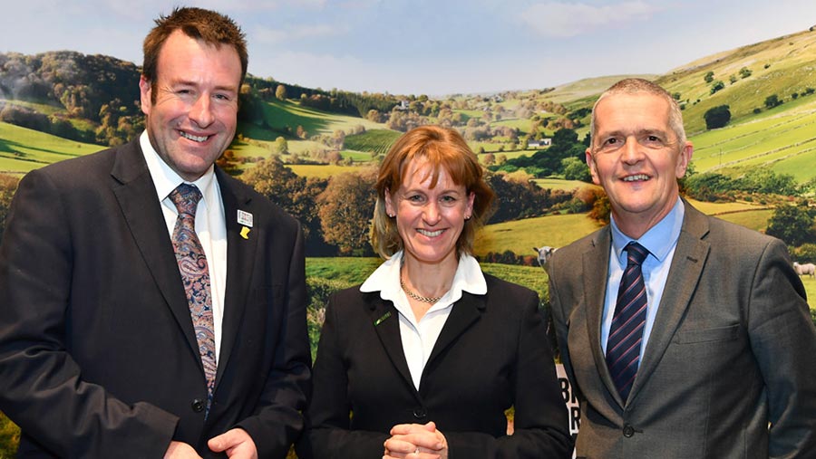 ©NFU The new NFU leadership team, left to right: vice-president Stuart Roberts, president Minette Batters, deputy president Guy Smith 