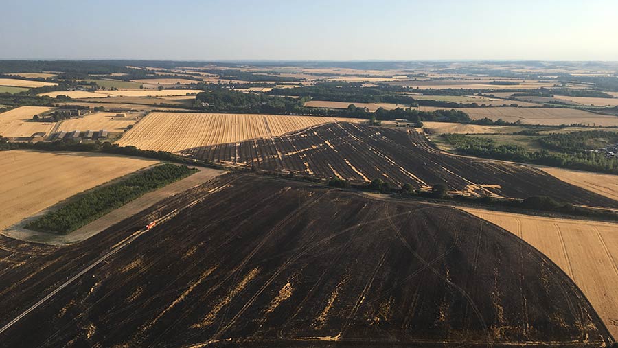 Aerial view of the Ewelme fire © Oxfordshire Fire and Rescue Service