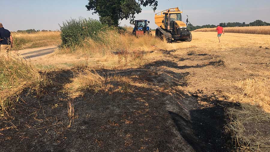Harvest fire on Will Sargent's farm