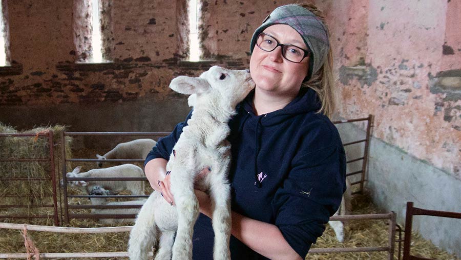 Chloe Williams with lamb