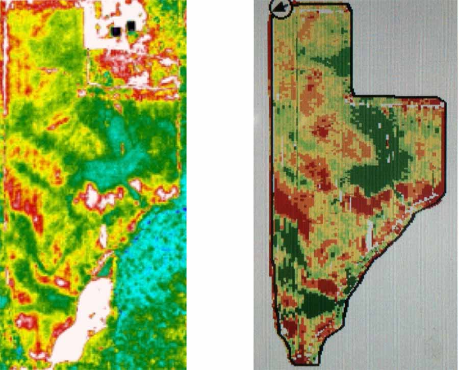 Two images of a field from Air Scout