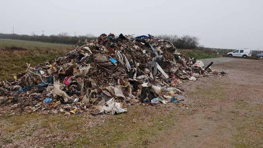 Pile of fly-tipped waste