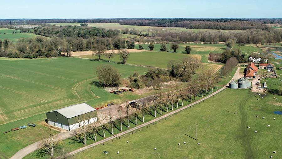 Aerial view of Lodge Farm Estate entrance drive