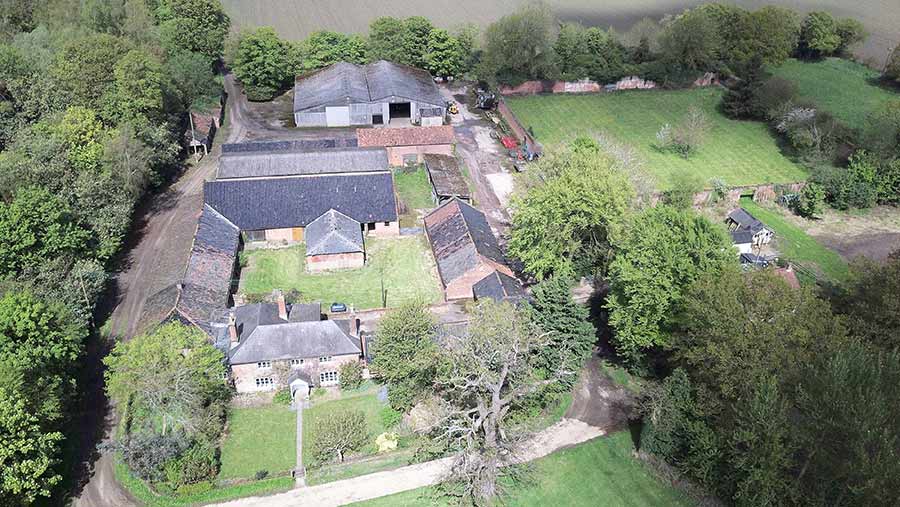 An aerial shot of Hall Farm