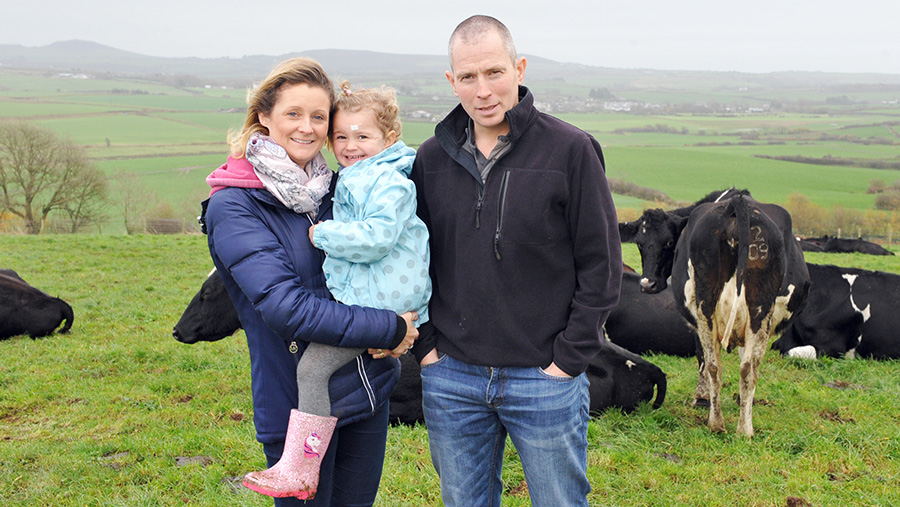 Rhys and Kelly Williams, pictured with their youngest daughter, Cadi, have gone from owning no cows to 1,600