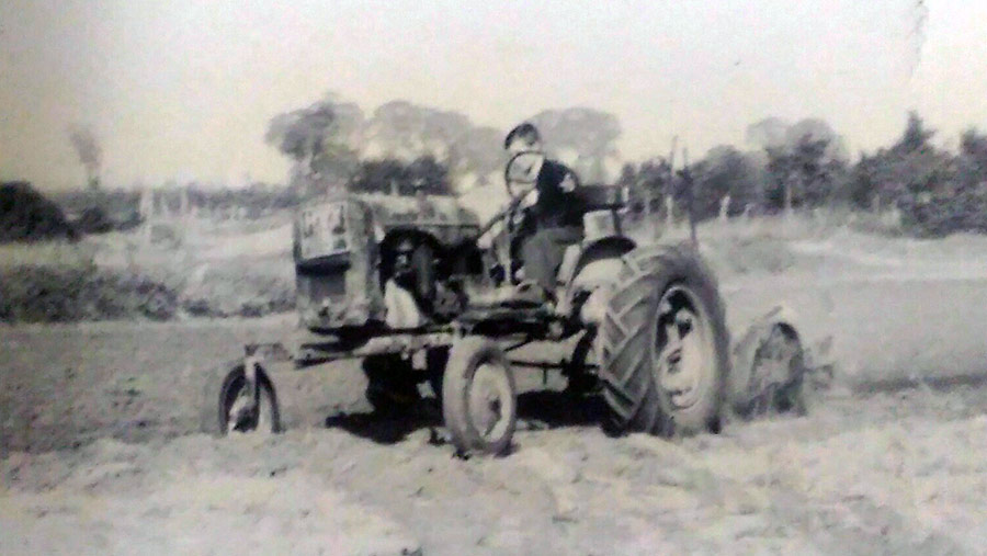 Roy Millbank ploughing as a child