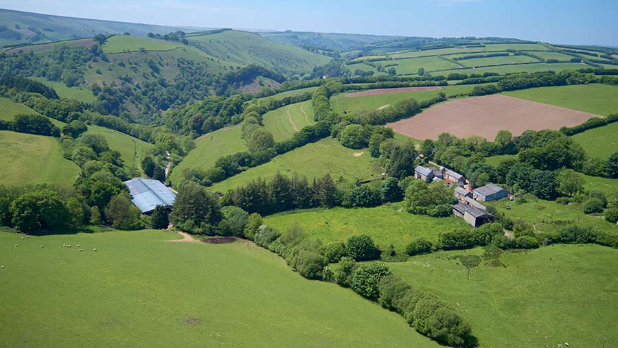 Aerial view of farm