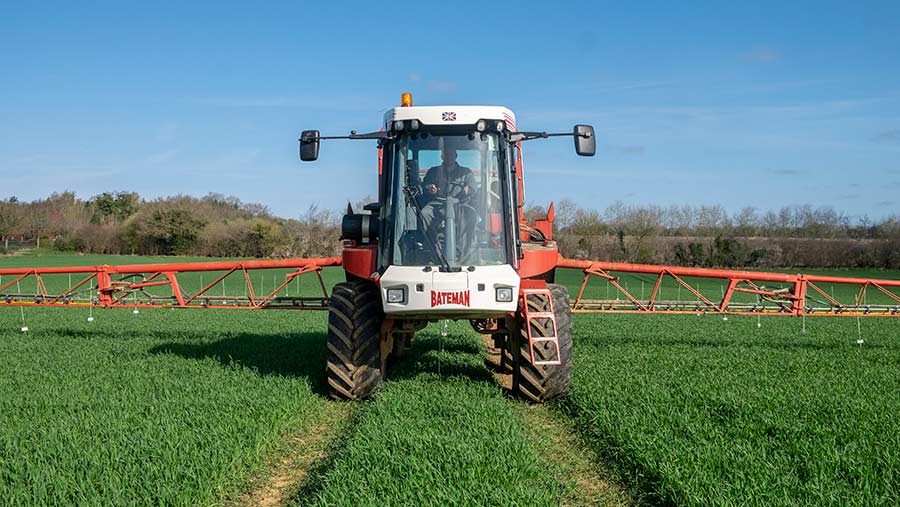 Sprayer in rye crop