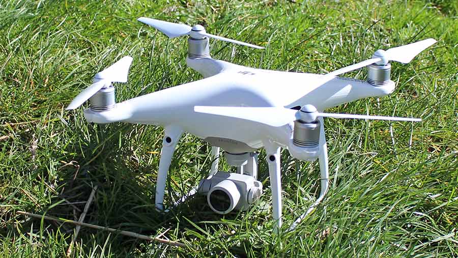 Quadcopter drone on the ground