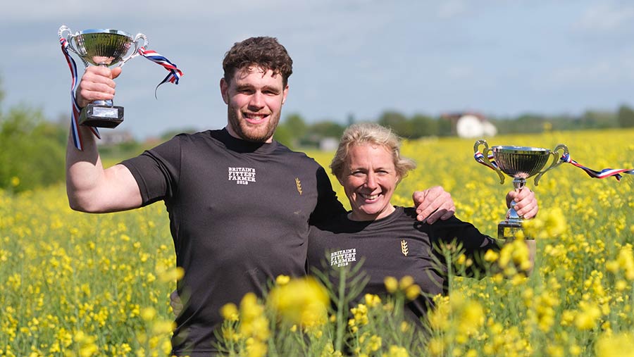 Britain's Fittest Farmer 2019 winners Sean Cursiter and Fiona Penfold © Colin Miller/RBI