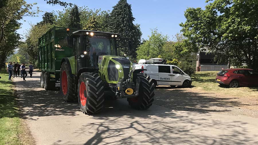 Claas Arion taking grass to the clamp