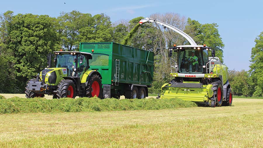 Claas 850 forager in action at Scotgrass 2019