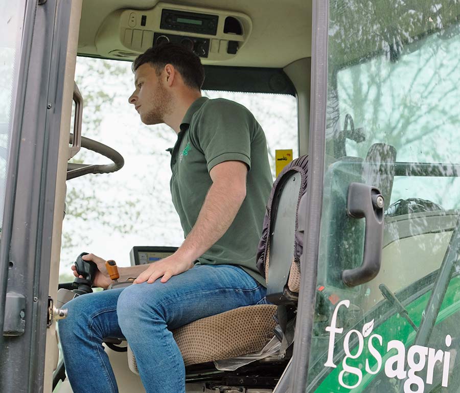 Nathan Heathcote in tractor cab