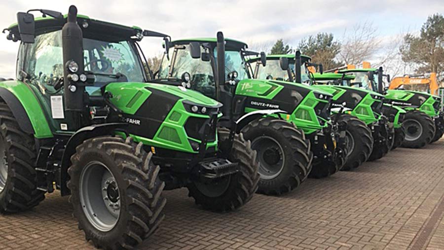 Row of tractors