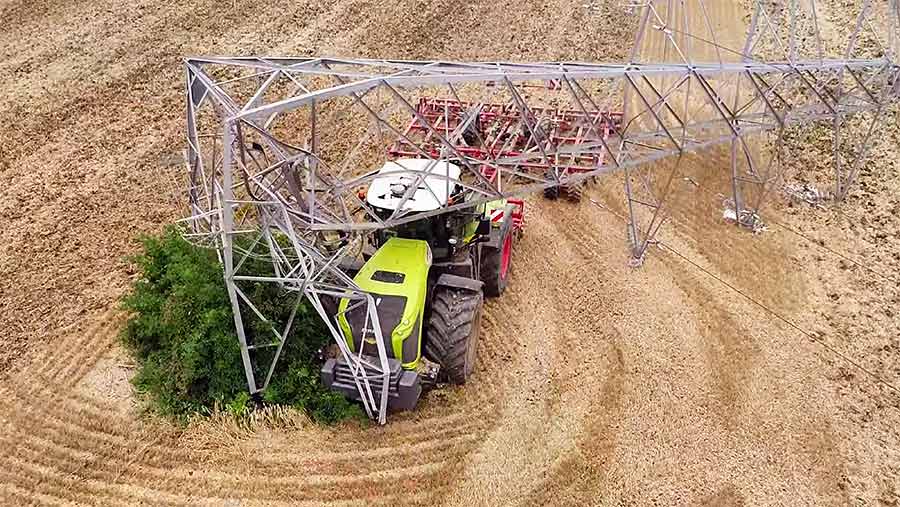 Crashed tractor at Flawborough Farms