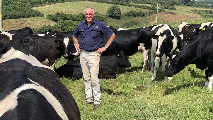 Paul Richards in a field with cows