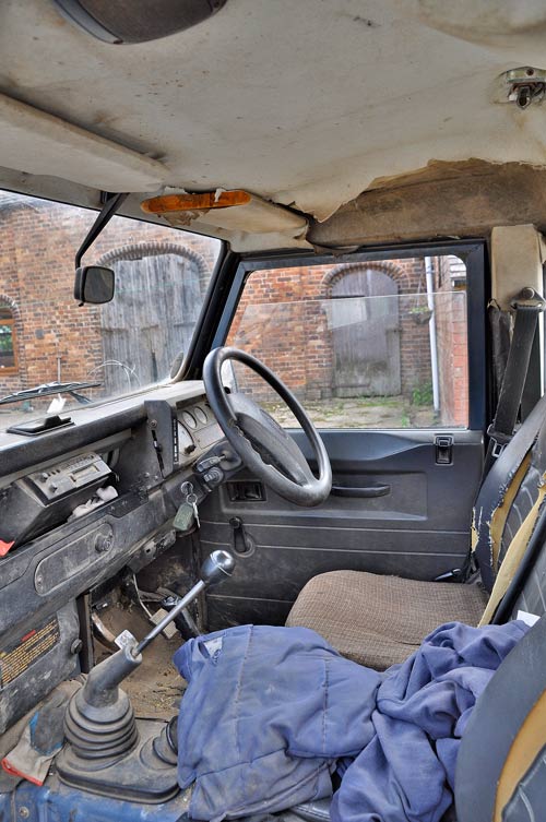 Scruffy interior of Defender