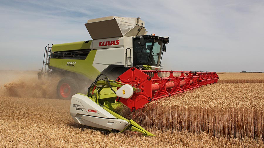 The Claas Lexion 8900 in action © Adam Clarke
