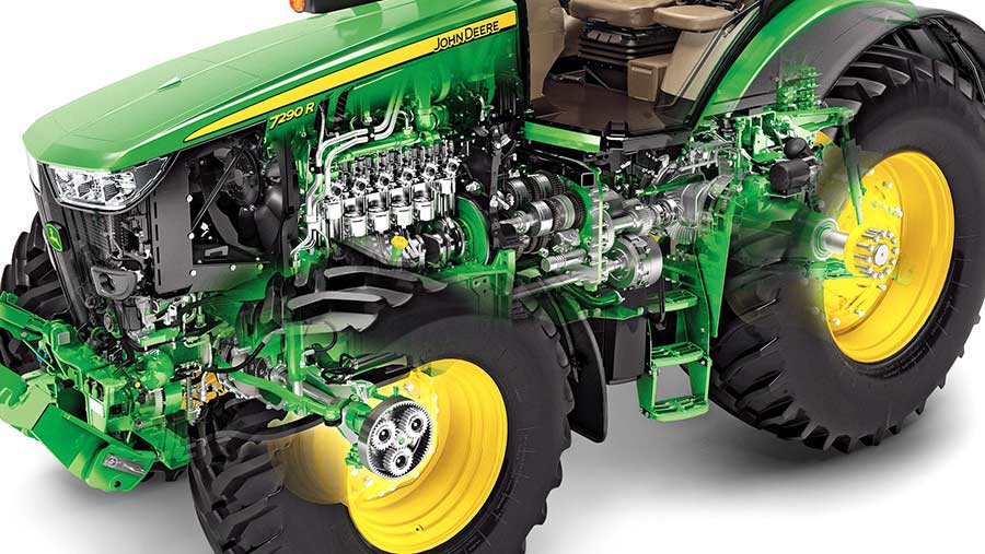 Comprensione delle trasmissioni CVT e powershift al momento dell'acquisto di un trattore 1-MAIN-7R-Series-tractor-cutaway-c-John-Deere