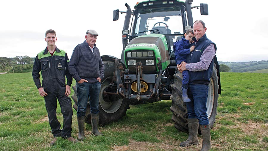 Oliver, Chris, Thomas and Paul in front of Deutz tractor