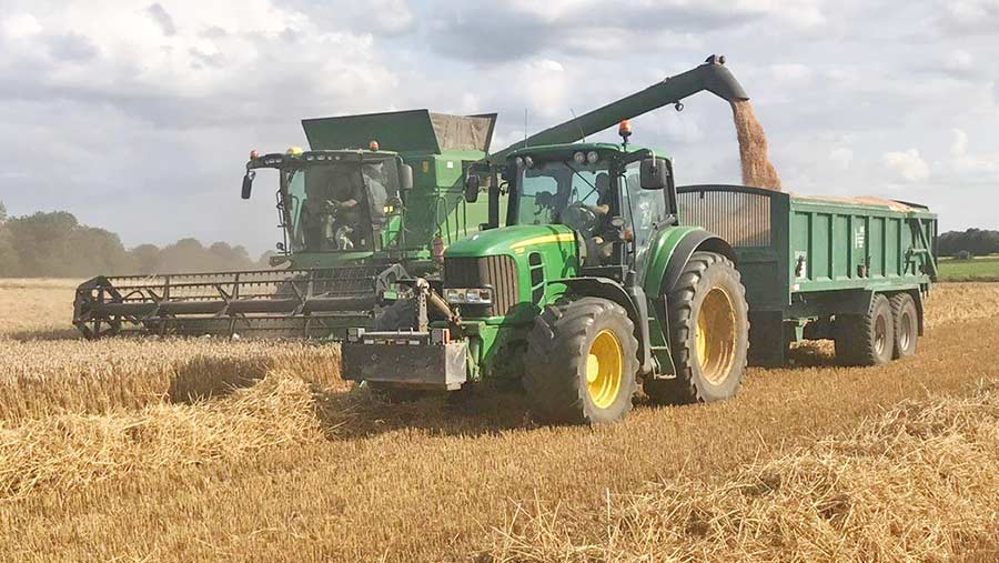 Combine in field