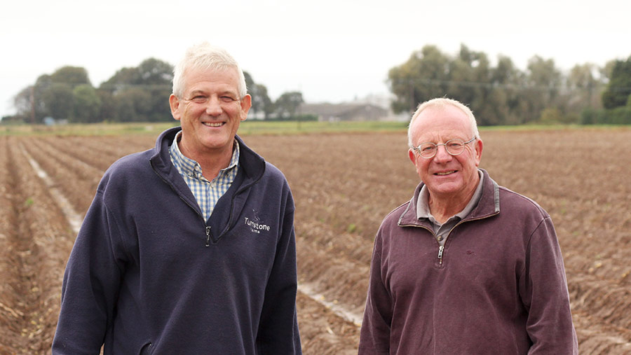 Adrian Howell and John Keer standing in a field