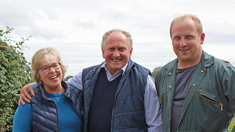 Rosemary and Andy King with farm manager Richard Coombes (right)