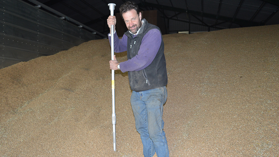 Robert Spencer with the grain spear he uses for sampling