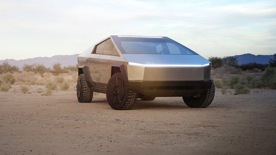 Tesla Cybertruck on the road