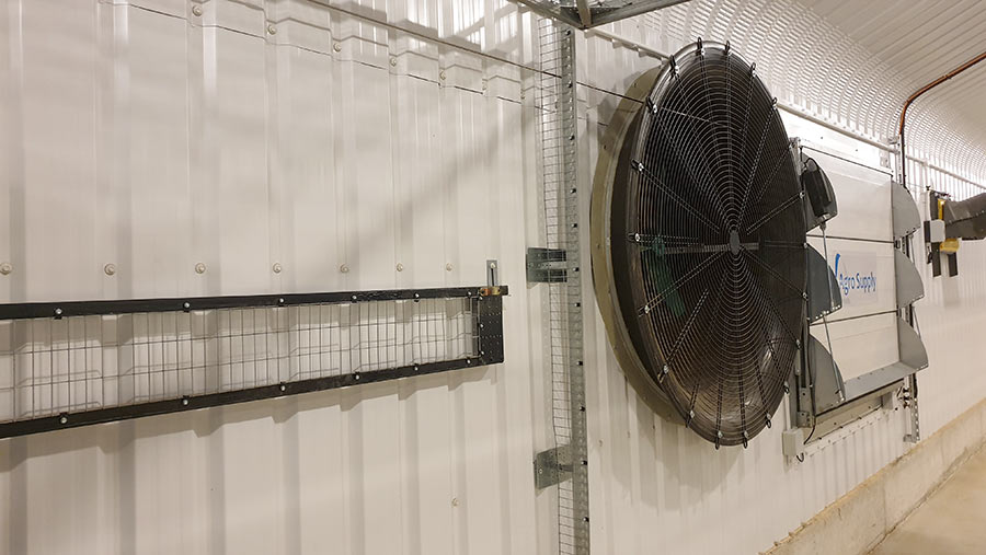 Ventilation fan inside the poultry unit