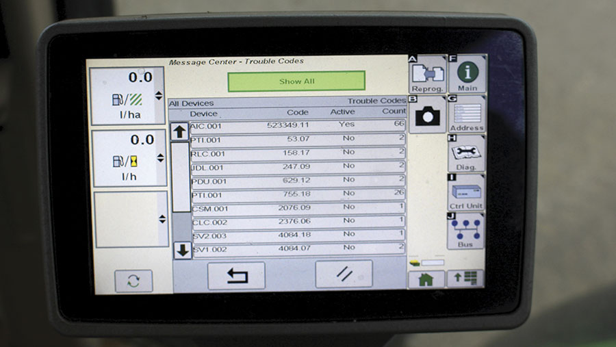 Diagnostics screen