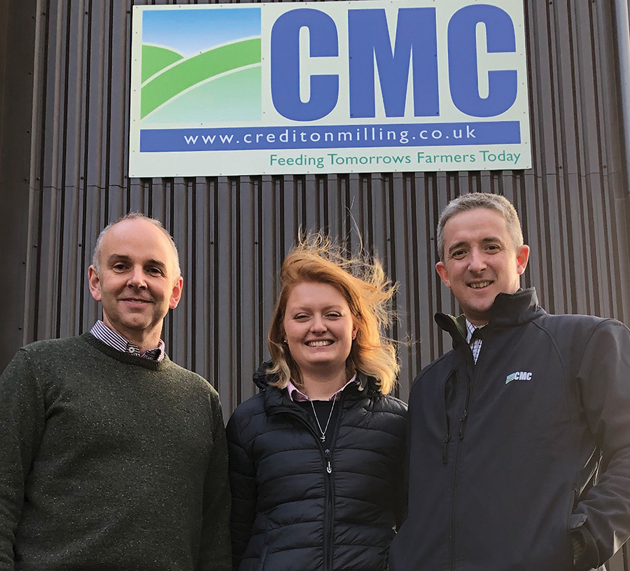 Pete Davis, Harriet Smith and Will White at Crediton Milling’s Devon HQ