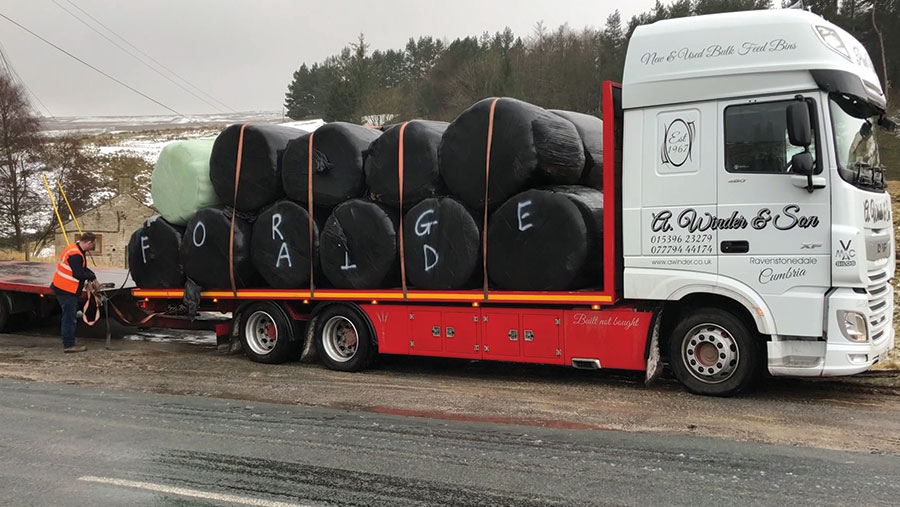 Forage Aid lorry delivering in Yorkshire