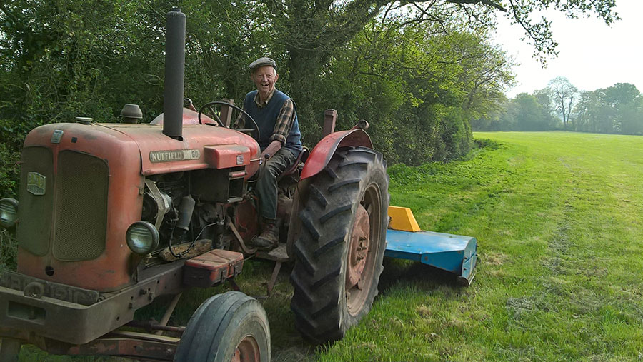 Alec Burrough on his tractor