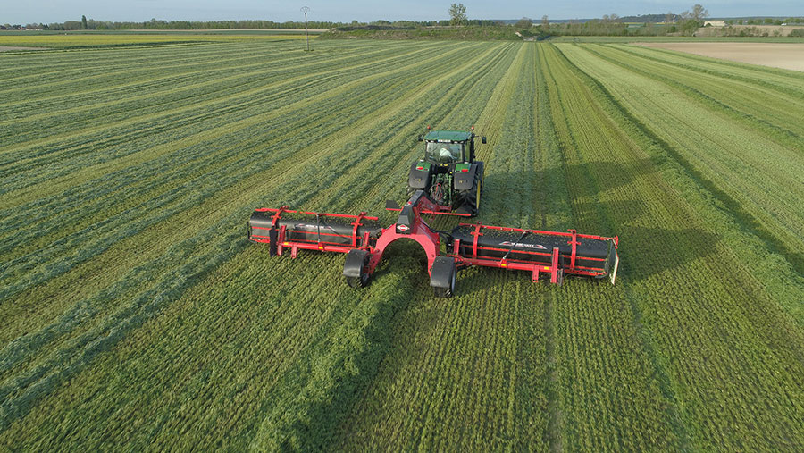 Aerial view of MERGE-MAXX-1090 working in field