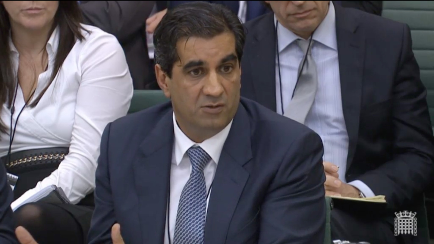 Ranjit Singh appearing in front of the Environment, Food and Rural Affairs select committee. Photo: parliament tv